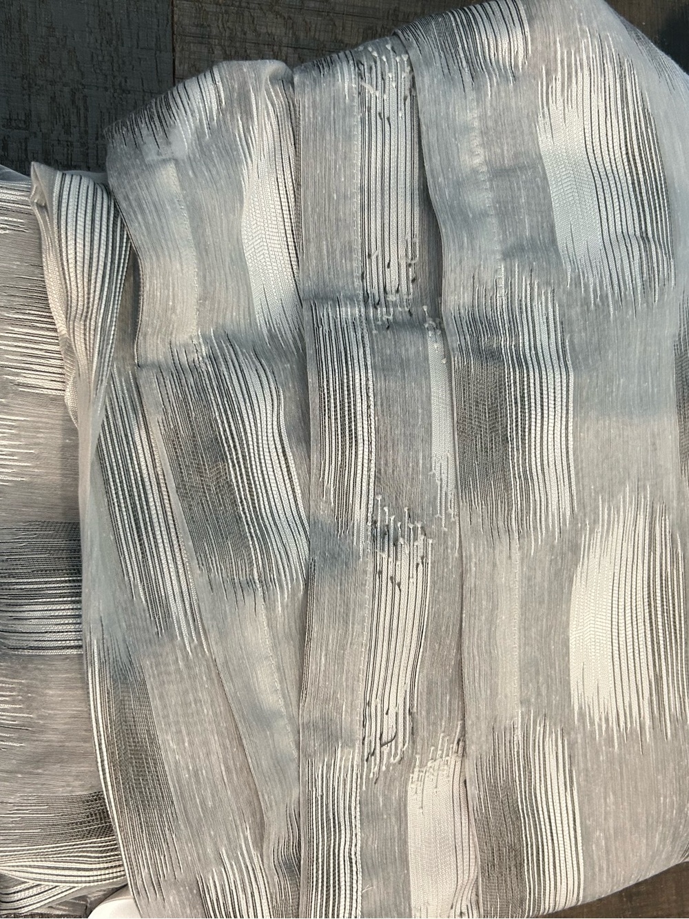 Pair of West Elm Shaded Dot Jacquard Sheer Curtains - Storm Gray 48”x96”